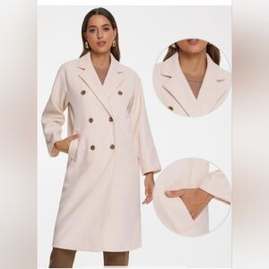 Allegra K Winter Pea Coat for Women's Fashion Notched Lapel Outwear Double Breas